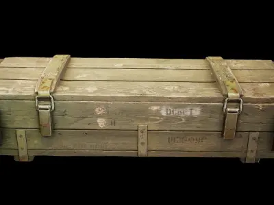 Military wooden army box  Low-poly 3D model