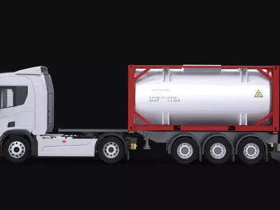 Euro Truck and ISO 20 Tanker Trailer 3D model