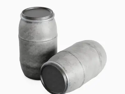 Dirty Plastic Barrel 05 Low-poly 3D model