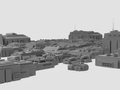 Sci-Fi Residential Buildings Pack - 10 Futuristic house block Low-poly 3D model