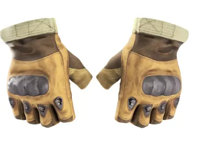 Half finger military leather gloves 07 Low-poly 3D model