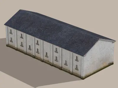 Chinese Style Rural Factory Building Low-poly 3D model