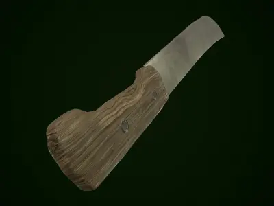 Machete knife with wooden handle Low-poly 3D model