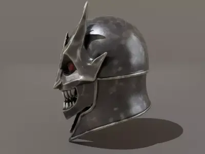 Iron Skull Mask Low Poly Dark Fantasy Helmet Low-poly 3D model