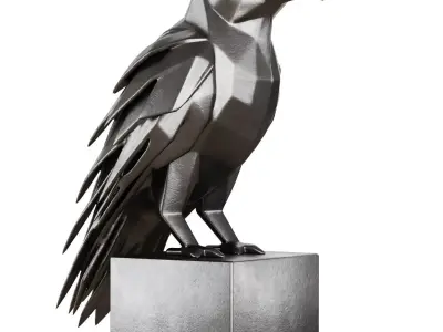 Metal sculpture of a crow 3D model