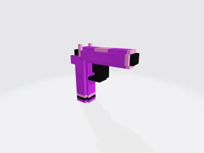 Voxel Pink Pistol Gun Low-poly 3D model