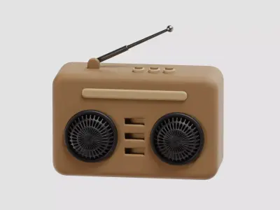 Retro Radio cartoon Low-poly 3D model