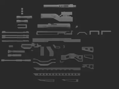 Weapon Kitbash Gun Low-poly 3D model
