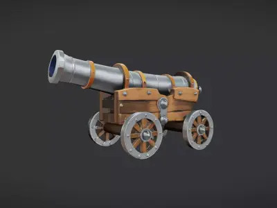 historic cannon on wheels 3D model