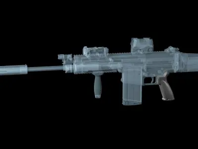 AR 10 AR 15 pistol grip HK Battle Grip Low-poly 3D model