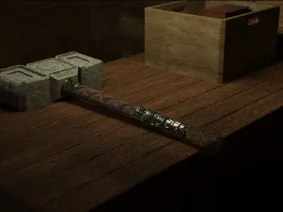 Game-ready stylized war hammer Low-poly 3D model