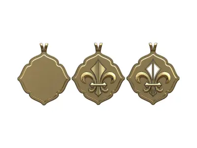 Royal lily Lys flower Fleur de lys pendants  3D print model