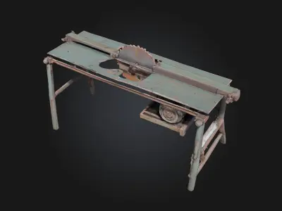 Rustic Saw Table  Handcrafted Grit for Woodworking Scenes 3D model