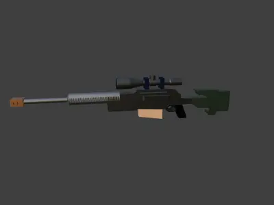 Barrett Sniper Rifle with Individual Part Low-poly 3D model