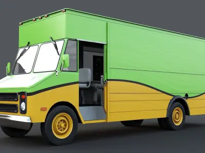 Food truck step van Low-poly 3D model