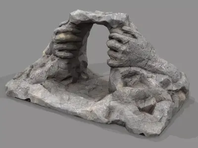 Cave Entrance cliff rock 02 Low-poly 3D model
