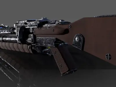 Three Barrel Shotgun Low-poly 3D model