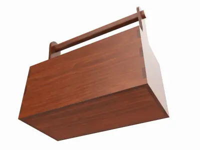 Vintage wooden portable toolbox chest 3D model