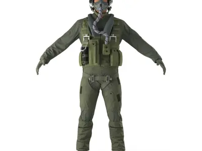 US Military Jet Fighter Pilot Rigged for Maya 3D model