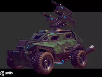 Sci-Fi Armored Artillery Vehicles PBR Low-poly 3D model