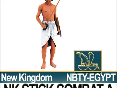 Ancient Egyptian Stick Combat NK Props Poser Daz A 3D model
