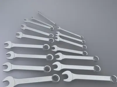 Set of combination spanner whenches - parametric Free 3D model
