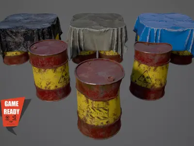 BARRELS OIL Game Ready LowPoly Low-poly 3D model