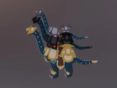 Simplistic Armored Dino Mount Low-poly 3D model