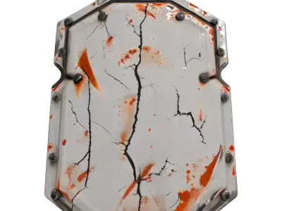 SciFi BattleDamaged Shield Low-poly 3D model