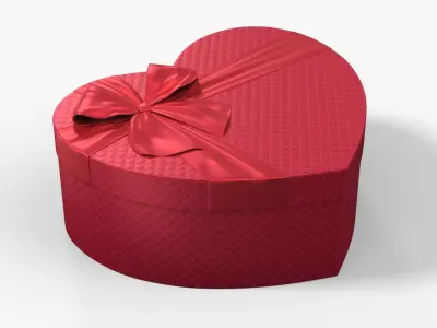 Heart Gift Box Packaging Red 3D model