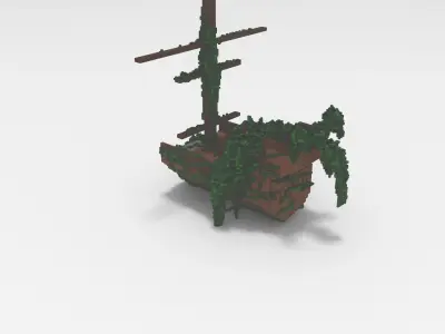 Voxel - Type1 Mossy Damaged Ship - Low-poly 3D Model Low-poly 3D model