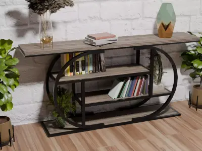 Industrial Curved Brace Entryway Table Low-poly 3D model