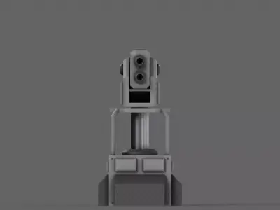 PBR Turret Gun 02 Grey Low-poly 3D model