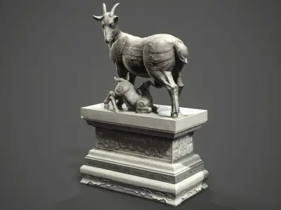 Goat sculpture  Low-poly 3D model