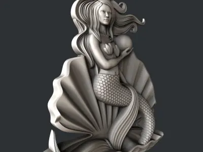 3d STL models for CNC router Mermaid 3D model