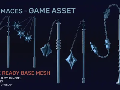 collection 15 MACES 3D model Low-poly 3D model