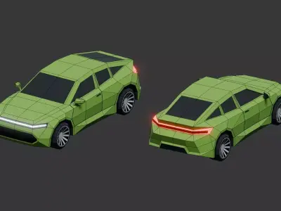 Electric Car Low-poly 3D model from CGTrader