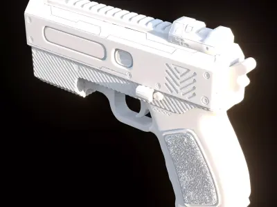 Pulse-9 Compact Plasma Pistol Low Poly Model - PBR Game Ready  Low-poly 3D model