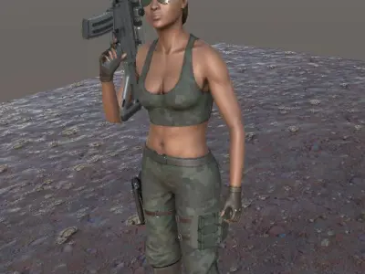 Customizable Female Soldier Classic Style Low-poly 3D model