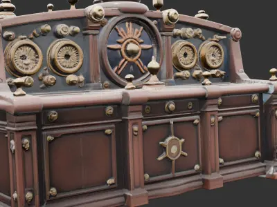Steampunk Airship Control Console Low-poly 3D model