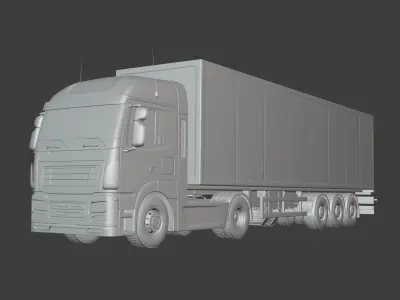 Generic Semi Trailer Container Truck With Modern Design  3D model