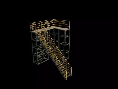 Industrial stair 02 3D model