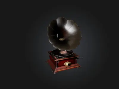 Antique Phonograph Low-poly 3D model