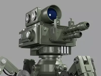 Quad-Leg Military Turret 3D model