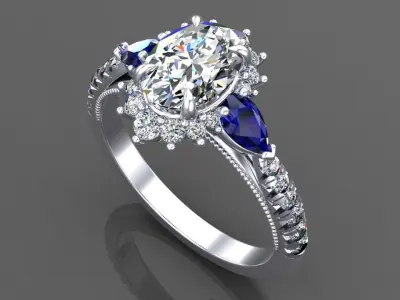 Engagement oval ring 3D model