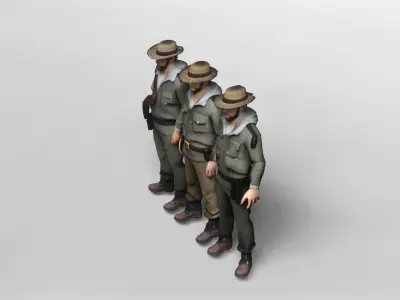 3D Model of Adventurer Man in Casual Military Outfit 3D model