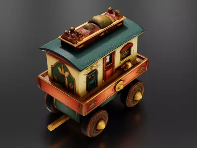 wooden train toy 02 3D print model