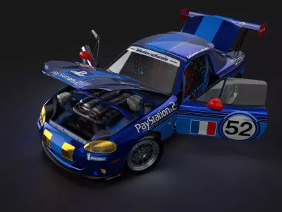 Sport Convertible in 2002 Race Livery with Spoof Logos Low-poly 3D model