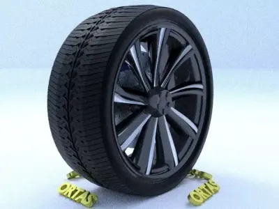 ORTAS CAR RIM 59 GAME READY RIM TIRE AND DISC 3D model