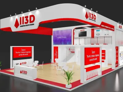 Exhibition Stand Stall Three Side Open 12X9 3D model